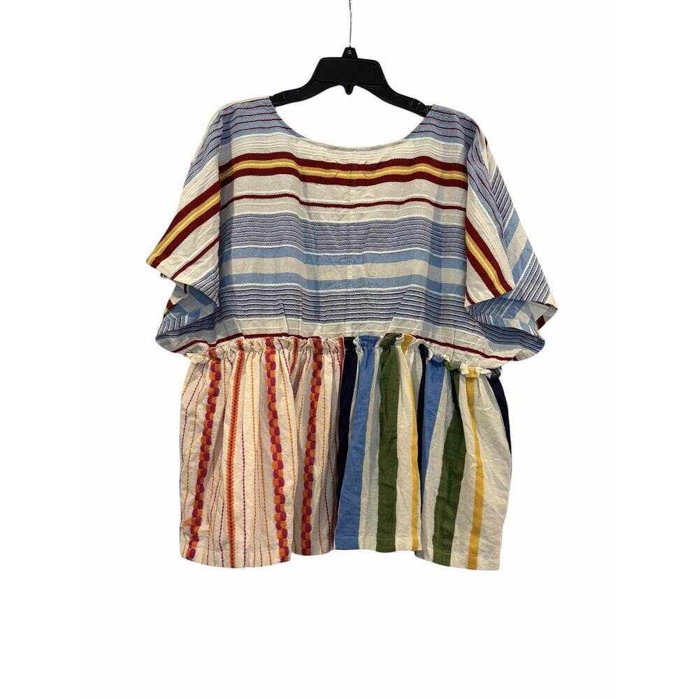 NWT Lou & Grey Multicolored Stitch Peplum Top Womens’ XXL Boho Rainbow Preppy - Picture 2 of 9